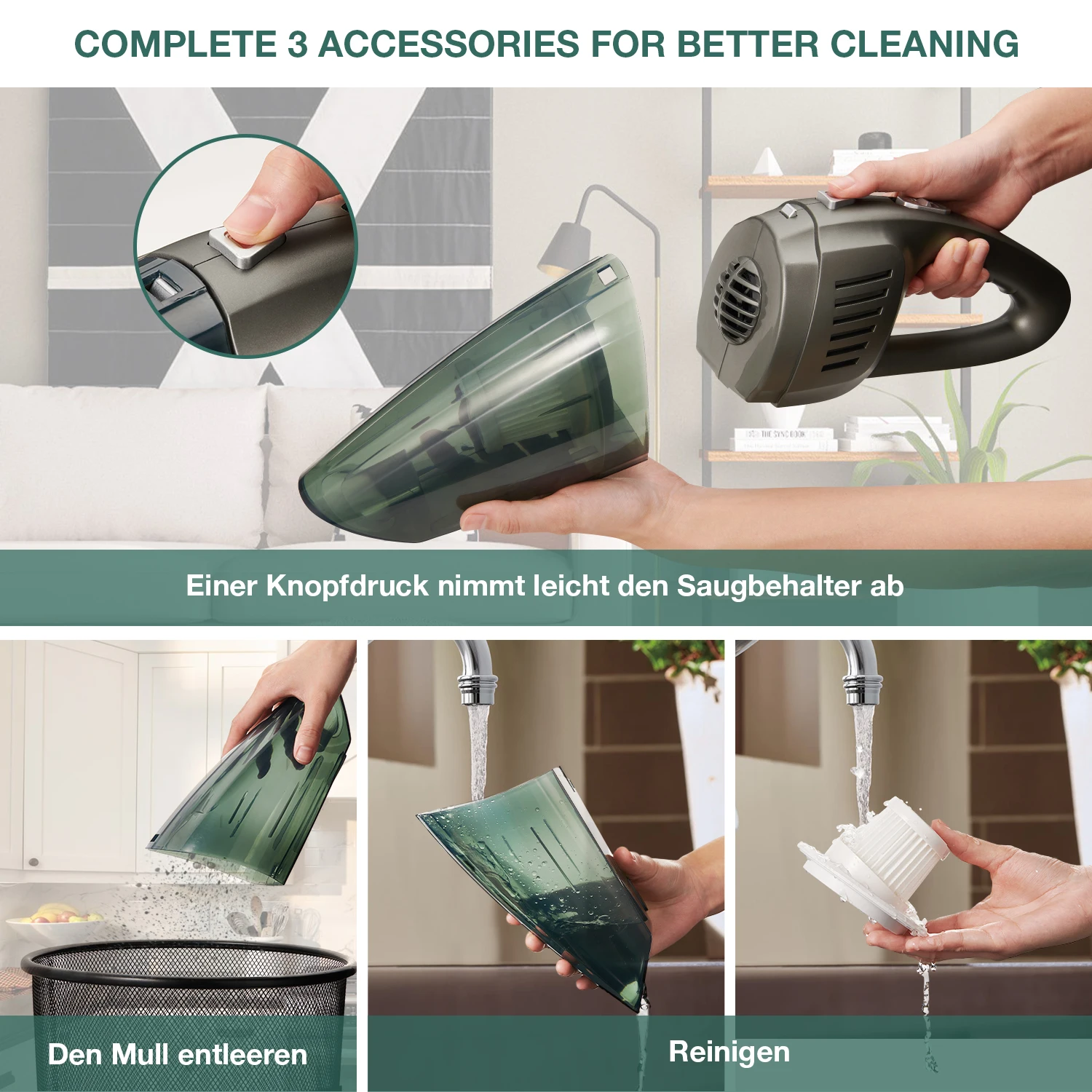 
120W 8000pa Handheld Home Vacuum Cleaner HEPA Filter Mini Portable USB Rechargeable Cordless Wet Dry Use 2200mAh 