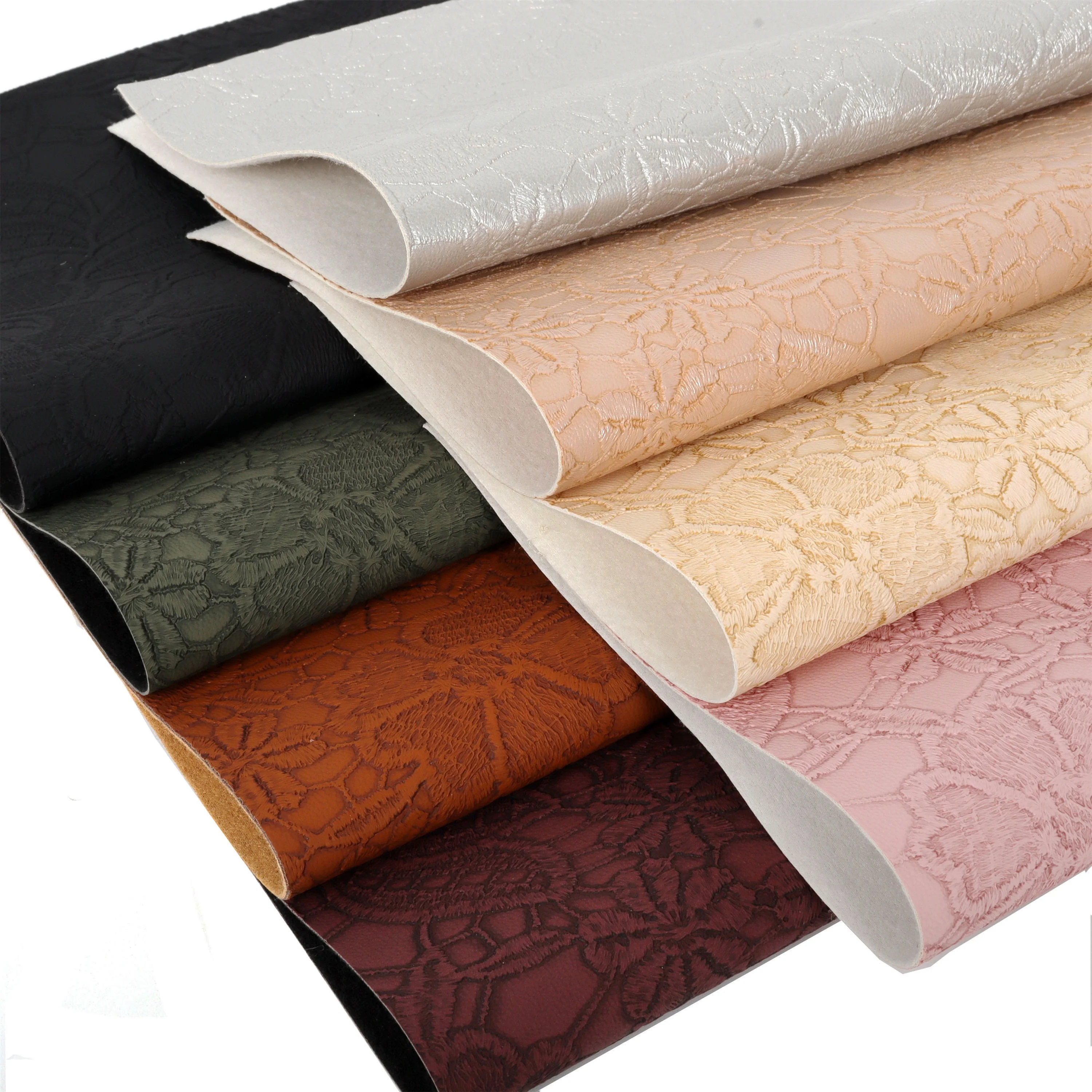 

New Arrival A4 21cmx30cm Embossed Floral Synthetic Leather Fabric Sheets For Bows DIY Decorations Handbags