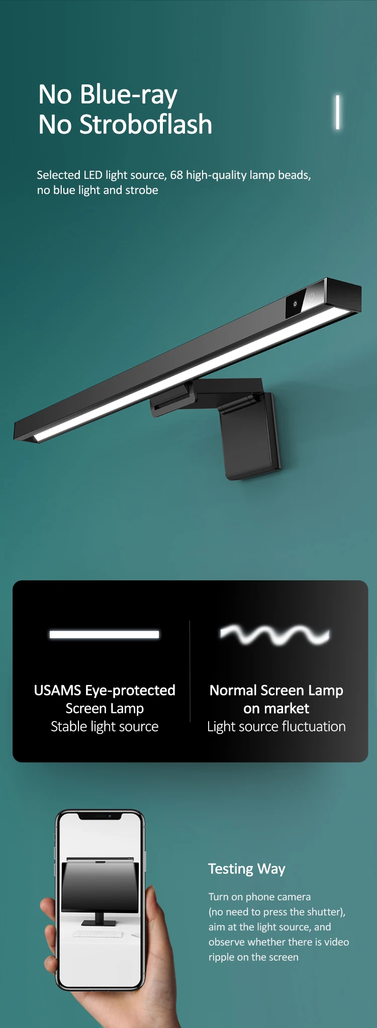 USAMS US-ZB179 Usual Series Computer Screen Hanging Lamp Desk Screenbar 11