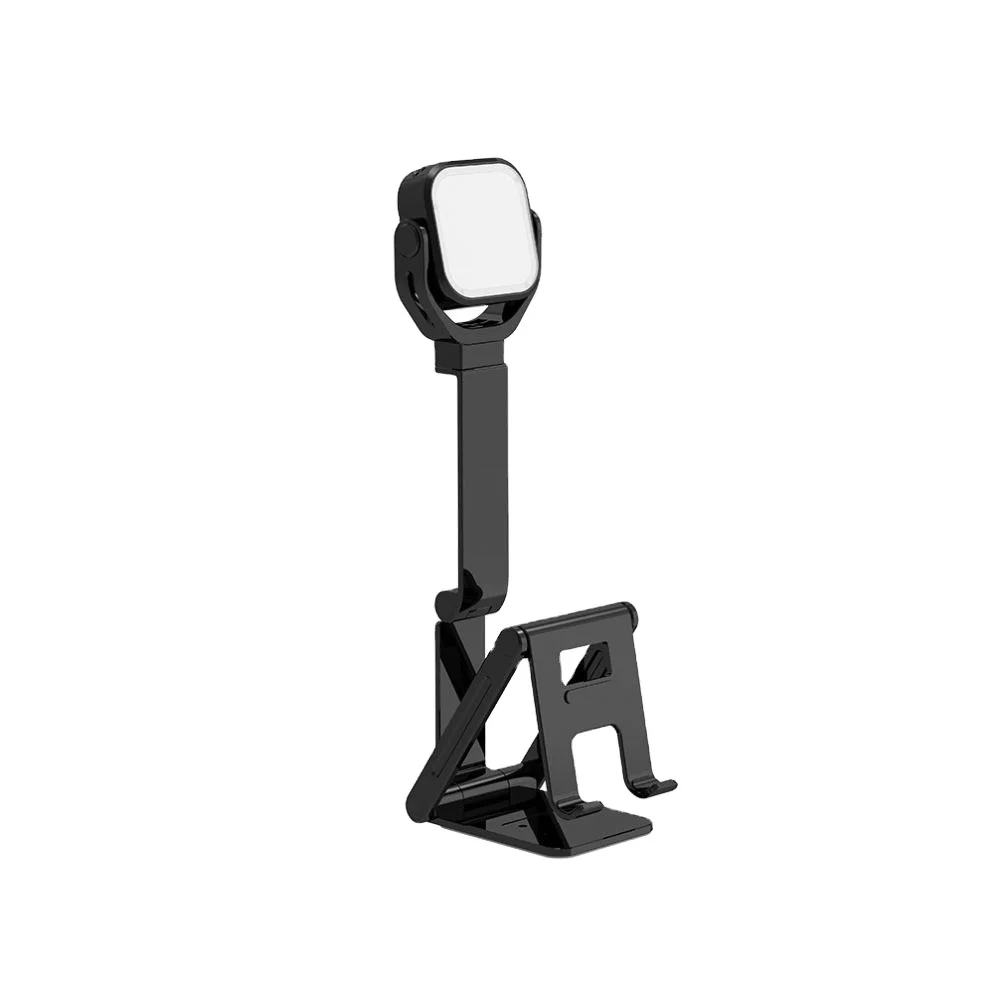 

Mini portable Desk Metal Adjustable Foldable Smartphone holder Mobile Phone Stand With Fill Light for YouTube livestream