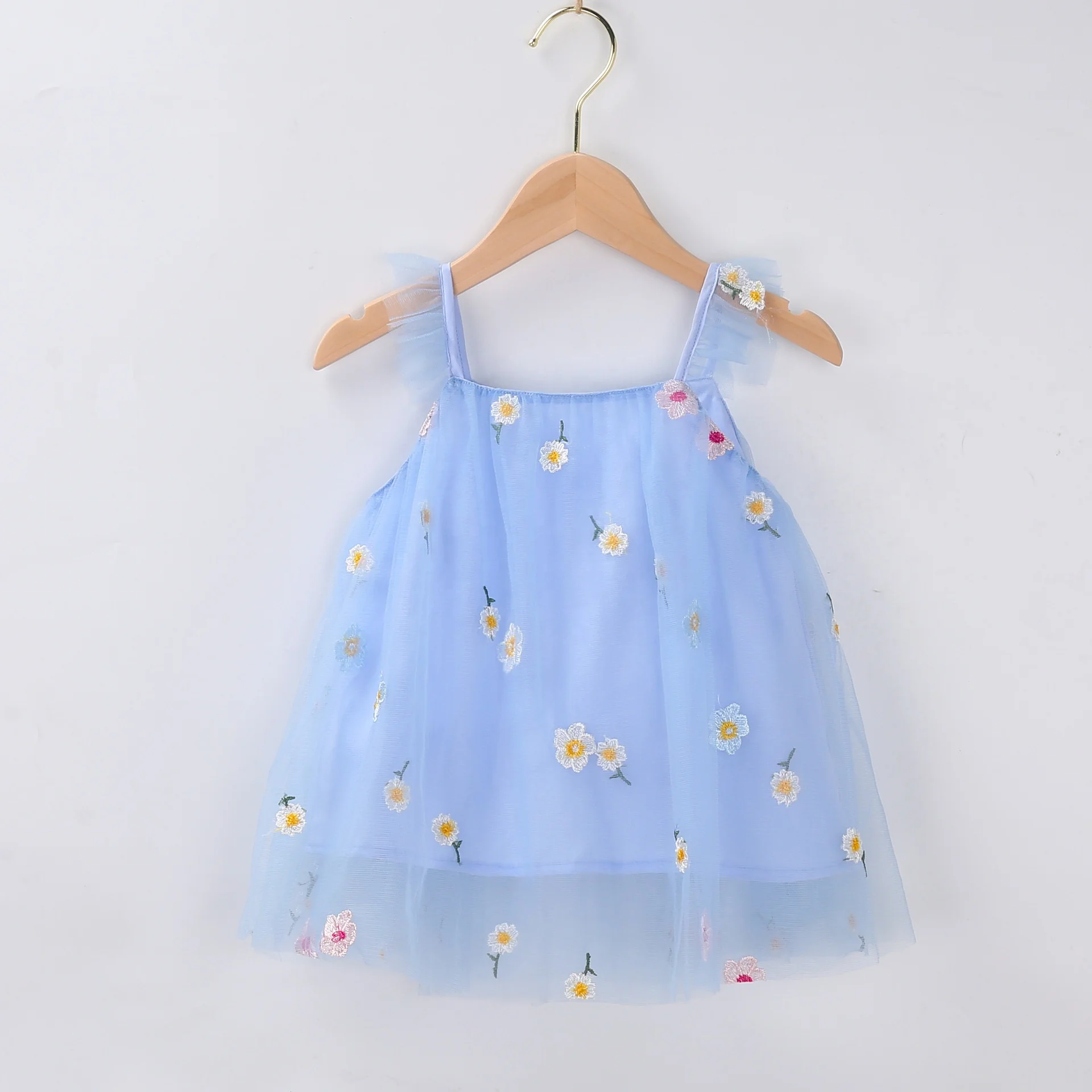 

2020 summer kids clothing baby girl tulle lace strap dress kids flower embroidery princess vest top dress, Picture shows