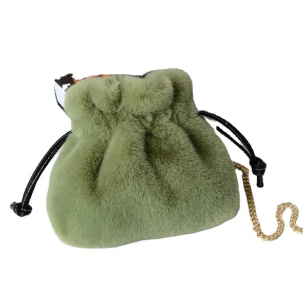 

Custom Fashion Small Luxury Drawstring Bag Cute Faux Fur Bags Women Handbags Plush