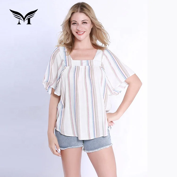 

New models designs wholesale custom short sleeve fancy elegant ladies blouse