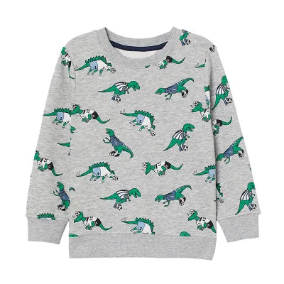 

Cartoon printing dinosaur boys sweatshirts hoodies clothes long sleeve kids pullover, Gray