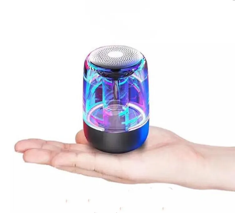 

New LED Light Transparent Outdoors BT C7 Wireless Portable Speaker, Black white