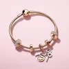 Fashion rose gold charms fit pandoras bracelets wholesale handmade charms fit pandoras snake chain bracelets