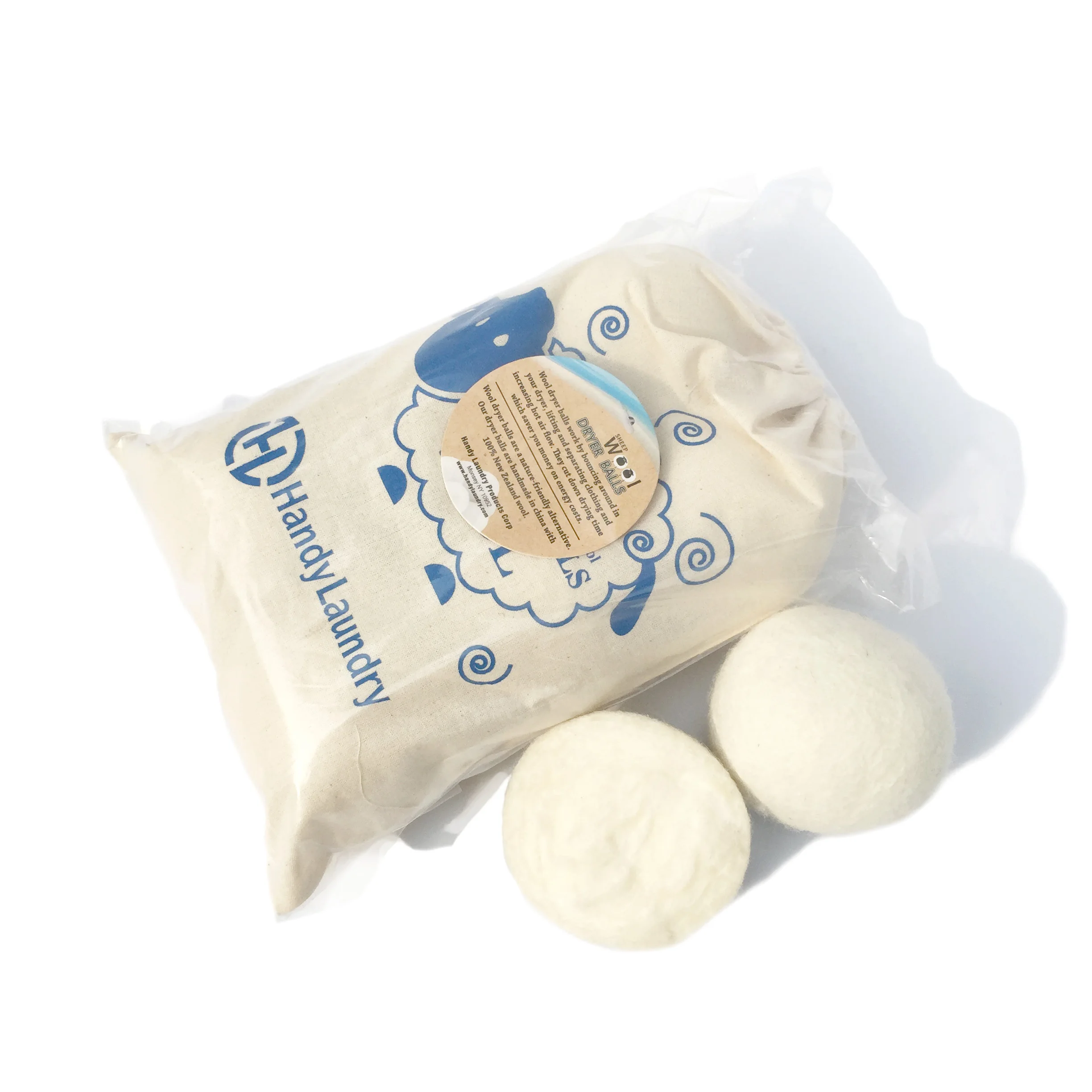 

6 pack in a cotton bag eco-friendly laundry wool dryer ball, White
