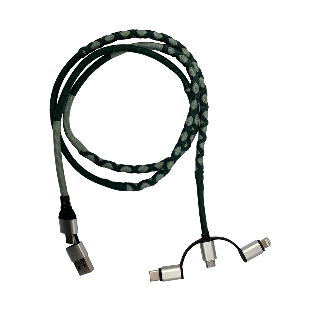 

2021 Nylon Braided 6 in 1 Data Cable USB Type C to type C cable charger for smartphone, Dark green, light green