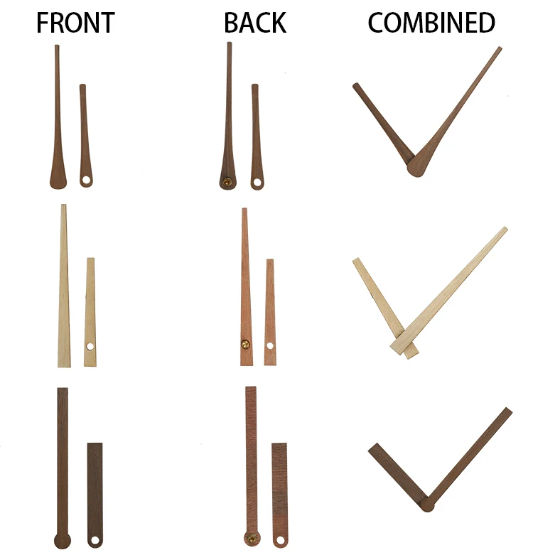 Unique Wooden Clock Parts Custom Design Wooden Clock Arms Pointers