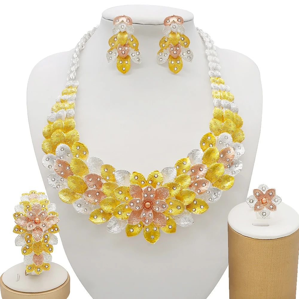 

new trendy Dubai gold jewelry ethnic jewelry gold plated jewelry necklace African fashions BJ856, As picture