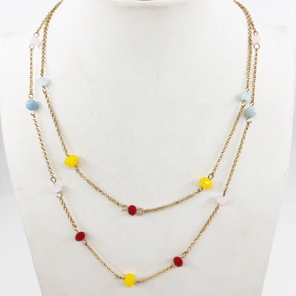 

Glass beads for jewelry beads crystal necklace gold necklace chain women, Colorful