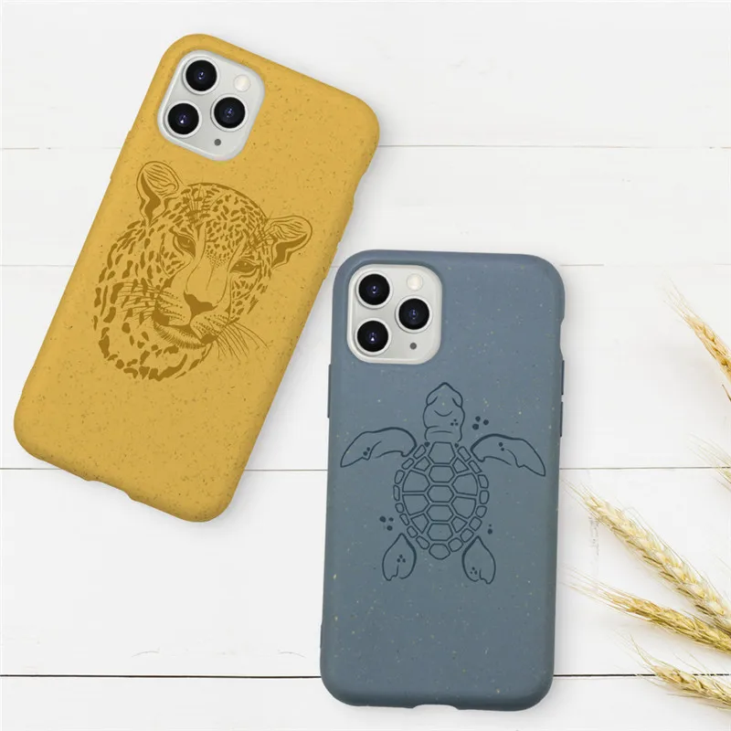 

custom eco friendly wheat straw cell phone case for iphone 11 12 pro max biodegradable 100% compostable case cases with package, Just as following photos