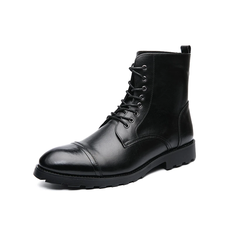 

High Top Shoes Boot Genuine Leather Winter 2021 Warm Ankle Boots High Top Male Shoes Boot, As picture shown