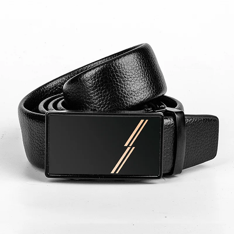 

N936 New Adjustable business and casual Automatic Belt Black Genuine Leather Belts for men