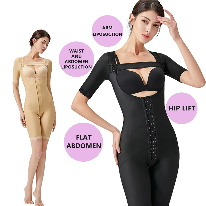 

wholesale women full body shaper shape wear spandex compression garment for liposuction, Balck, nude