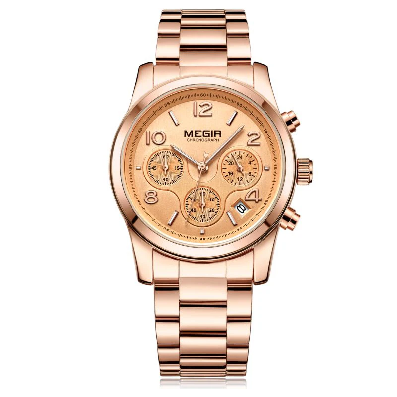 

Hot Sale Megir 2057 Luxury Women Wrist Watches Stainless Steel Chronograph Date Clock Waterproof Sports Brand women Quartz wrist