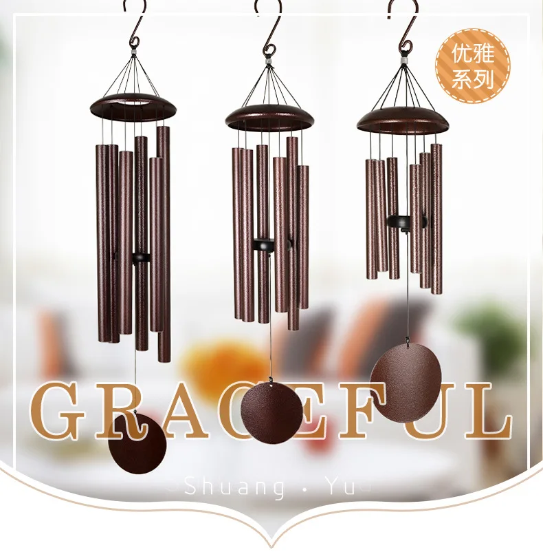 

Retro outdoor garden balcony metal aluminum pipe wind chimes music wind chimes ornaments wind chimes, Natural color