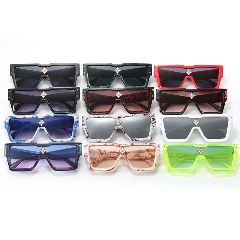 

Luxury Flat Top One piece Lens Men Women Oversize Shades Sunglasses, 13 colors