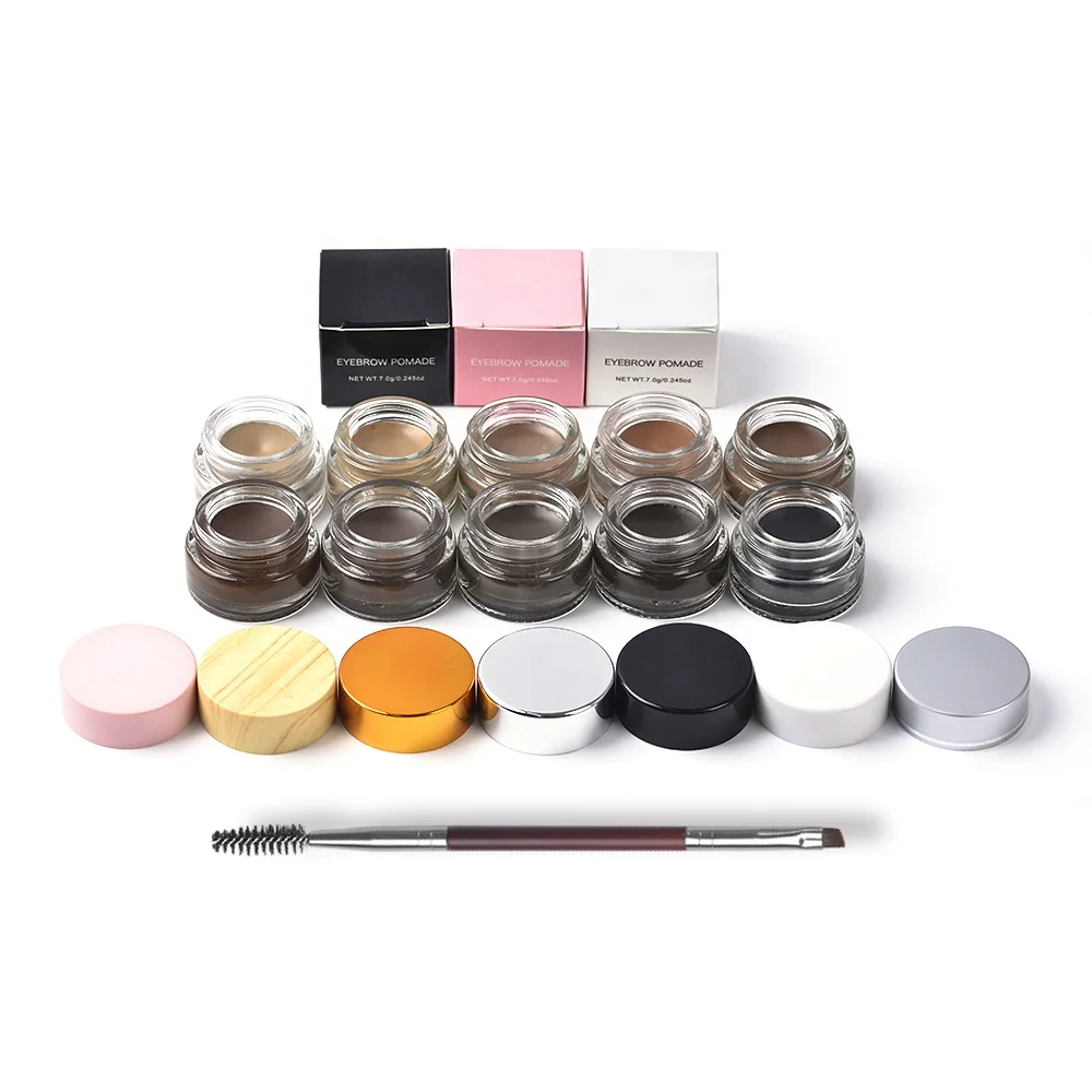 

Private label 10 colors waterproof custom eyebrow gel brow dye makeup eyebrow pomade with brow brush