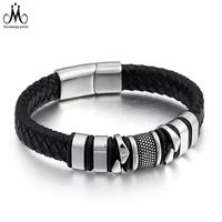 

High Quality Stainless Steel Jewelry Braided Leather Bracelet For Men