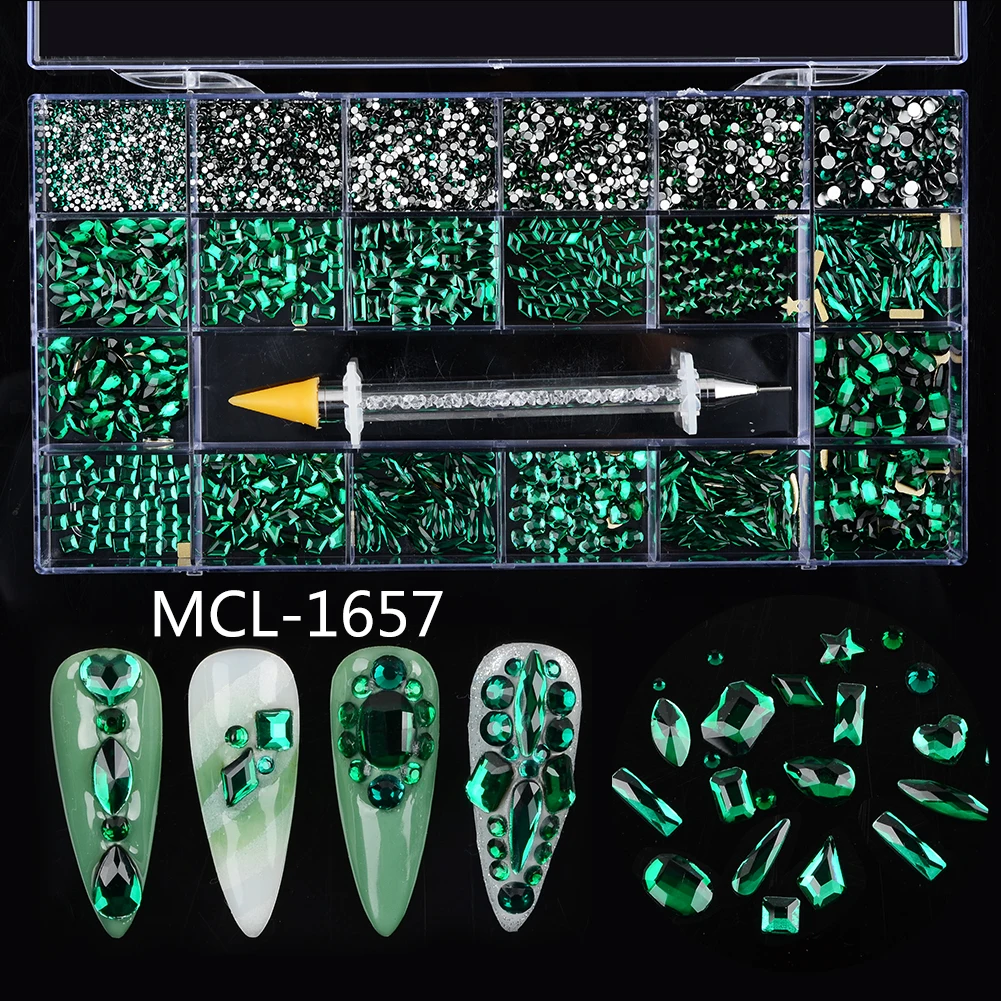 

Flatback Glass Stone Green 3d Nail Crystal Nail Art Decoraction Nail Crystal Rhinestone