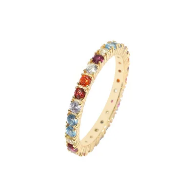

925 Sterling Silver Rings Colorful Zircon Rings For Girls Gifts Jewelry, As picture