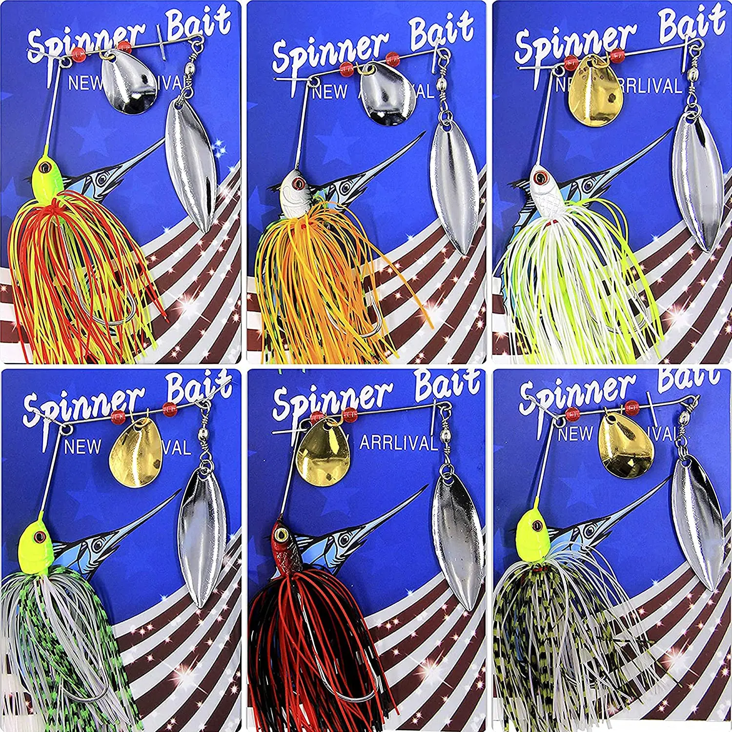 

Wholesale 6pcs/set Fishing Lure Set Hard Spinner Lures Spinnerbait Pike Bass JSM03-HL07002, See details