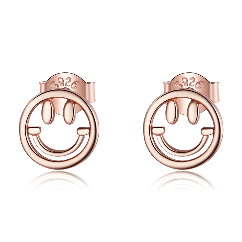 

SCE1106 Smile face rose gold color 925 silver stud earrings jewelry