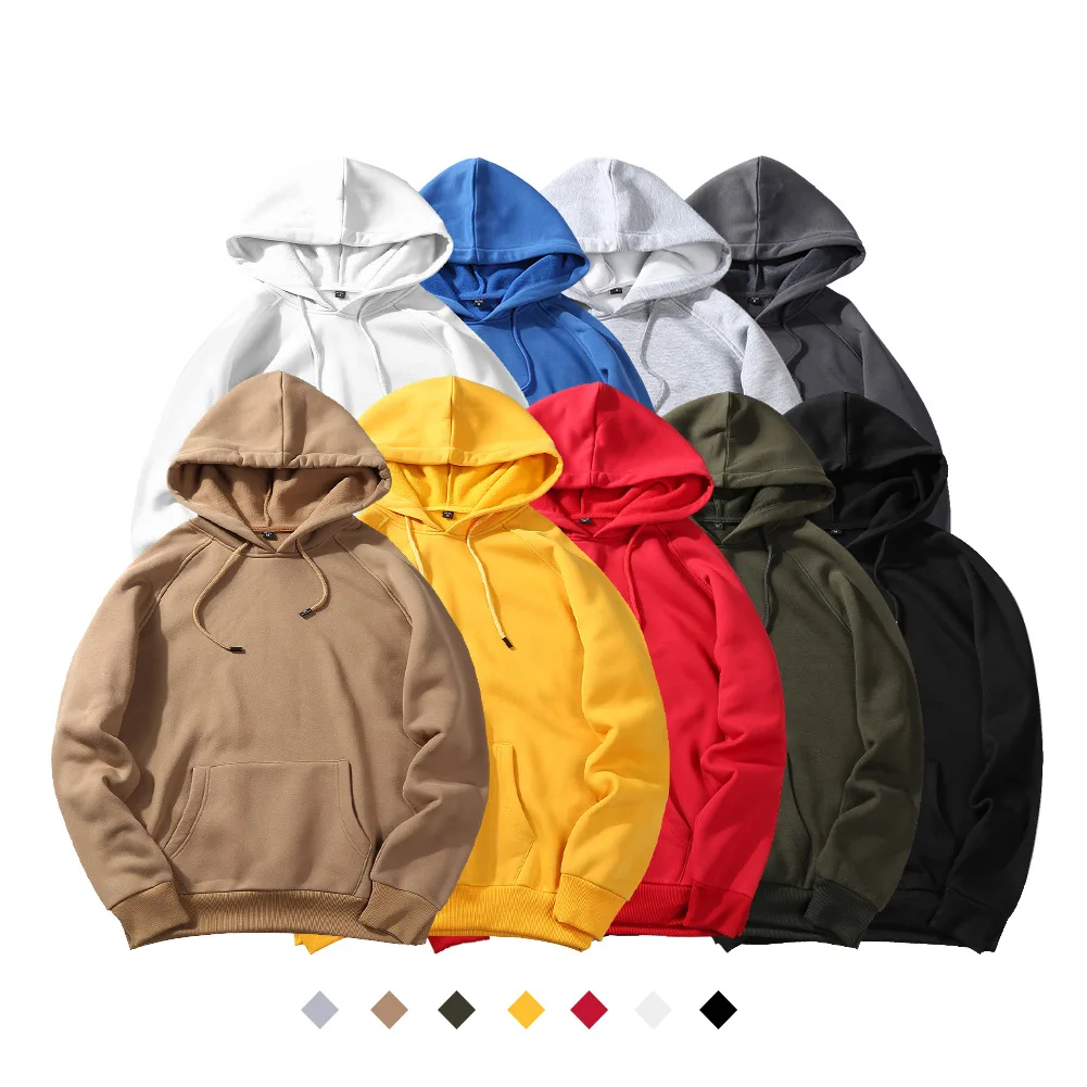 

17 colors wholesale oem logo custom embroidery plain blank unisex cheap promotional polyester hoodies men's hoodie pullover, Customized color