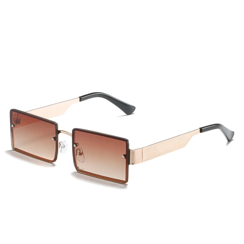 

2021 New fashion small frame square sunglass trend metal glasses frameless multicolor men women sunglasses
