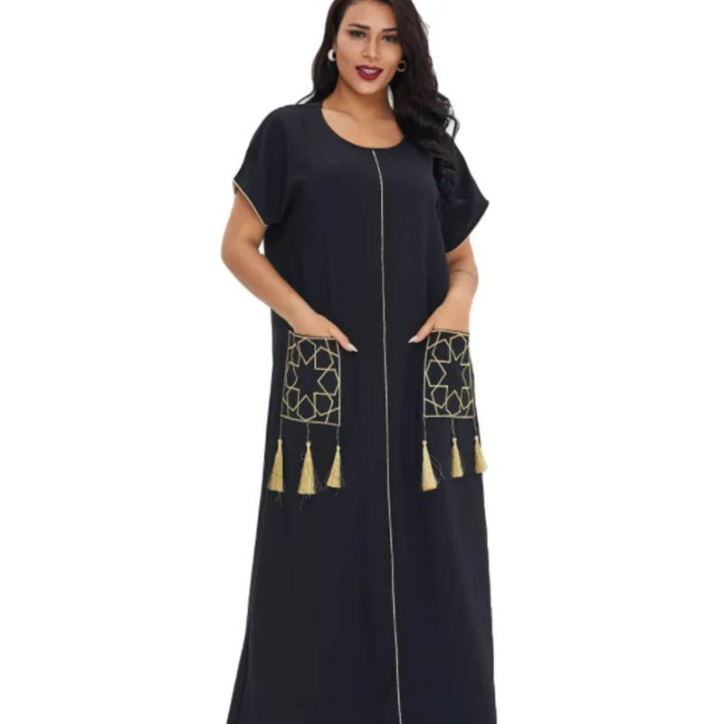 

Summer ladies short sleeved long gown Muslim Middle East Dubai dress dress