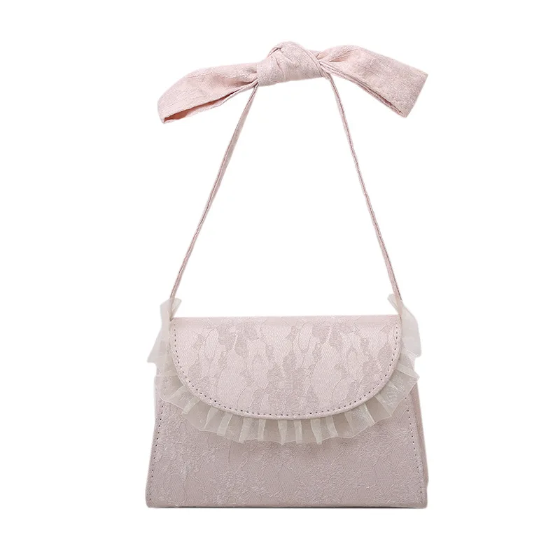 

Lace mesh yarn playful pearl fairy gentle and graceful temperament retro bow ladies handbag