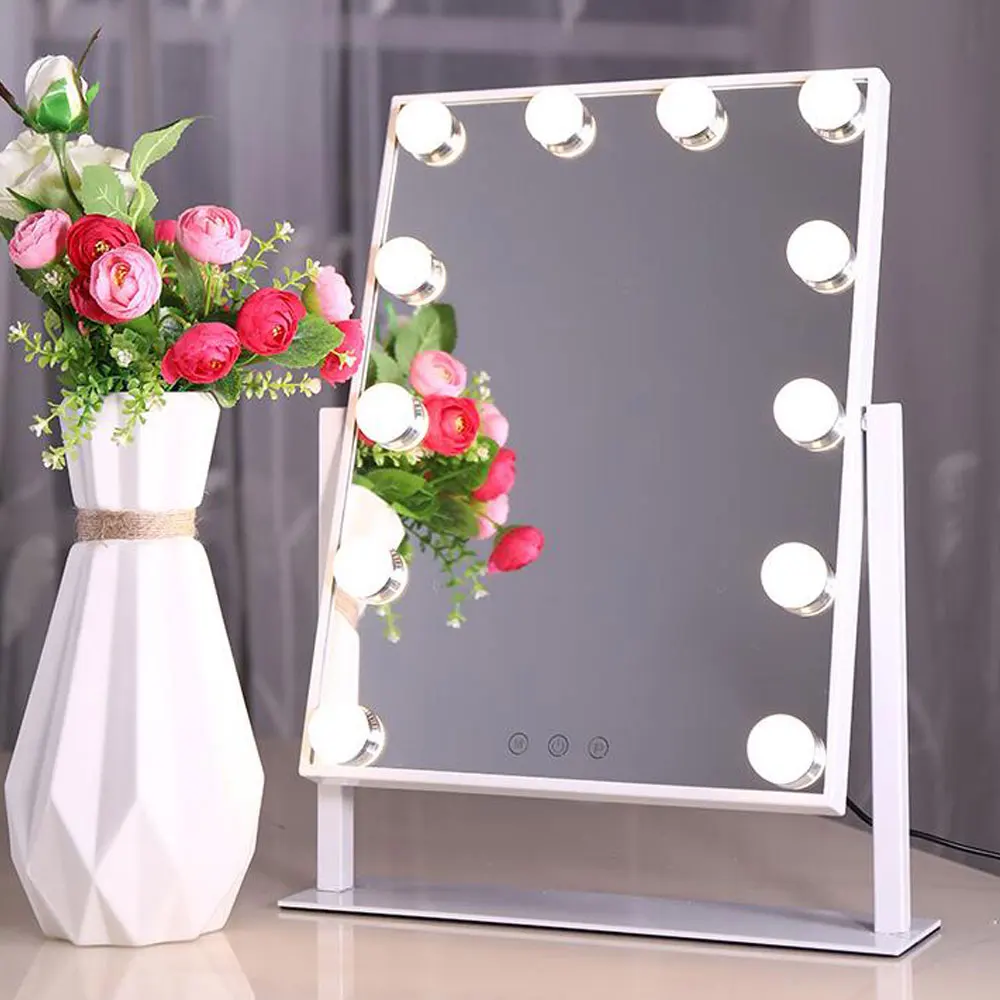 BEAUTME Silver Finishing Bathroom Makeup Mirror with 12pcs LED light Cosmetic Beauty Mirror