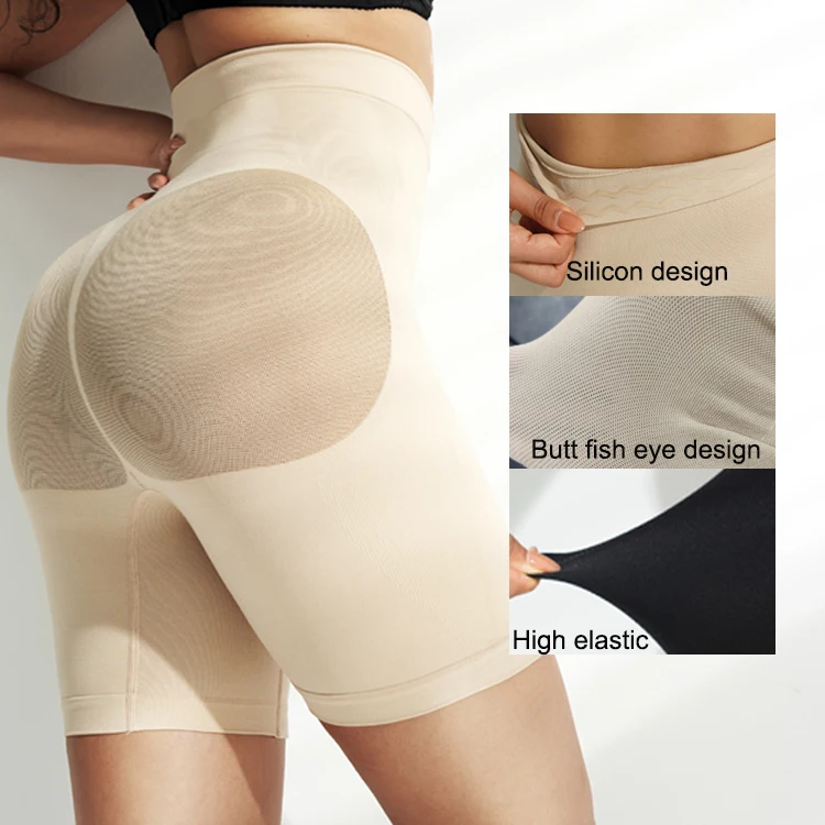 

custom plus size high waist body shaper panty fishing net design butt lifter seamless shapewear shorts