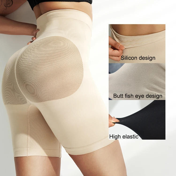 custom plus size high waist body shaper panty fishing net design butt lifter seamless shapewear shorts