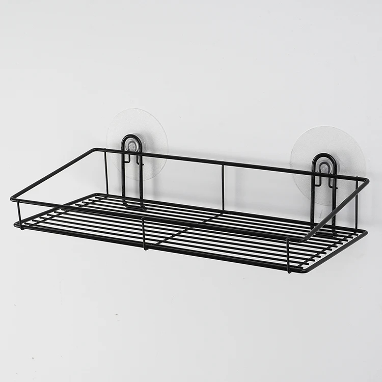 

High Quality Black Powder Coating Rectangle Metal Bathroom Storage Rack Iron Wire Shelf