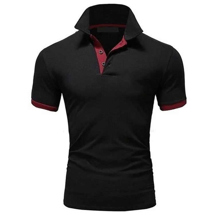 100% Cotton Short Sleeve Black Custom Print Man Sublimated Golf Sport Polo T Shirt
