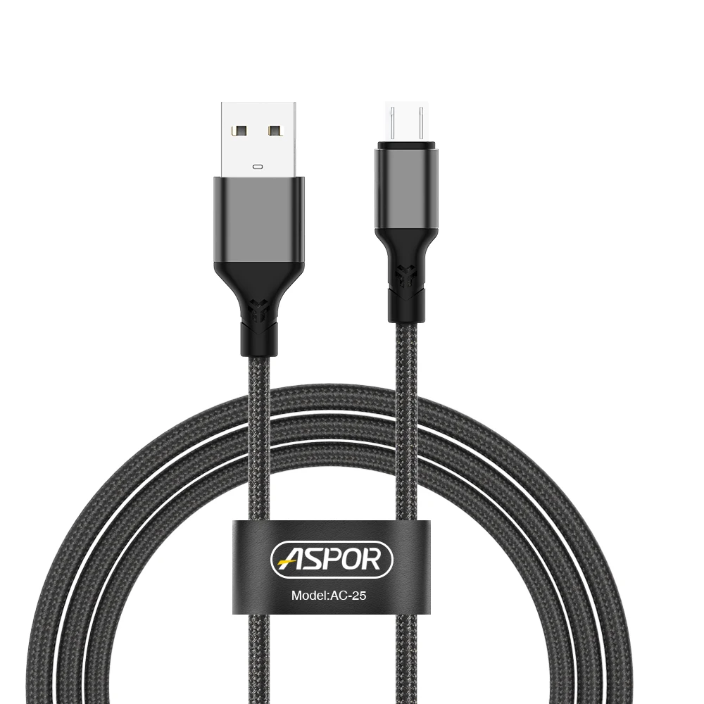 

ASPOR 1M aluminium-alloy 3.1A Fast Nylon cable micro data cable for samsung, Black grey