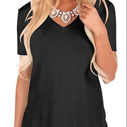 

2021 Spring And Summer New Fashion V-neck Short-sleeved Dovetail Loose T-shirt, Picture color