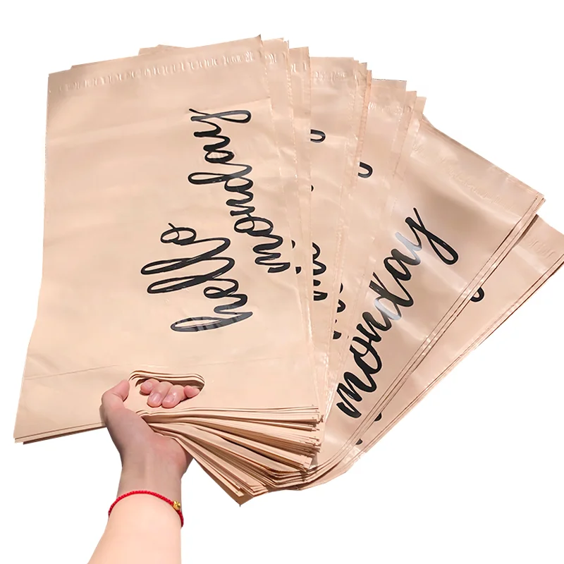 

Custom printed high end clothes hand mailing bags with hello monday