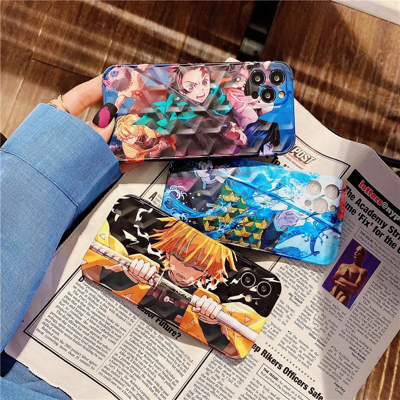 

Free Shipping - Hot Anime Demon Slayer Lens protection Silicone Soft Phone Case for iPhone 12 XS MAX 7 XR 11 Pro SE2, As photo show