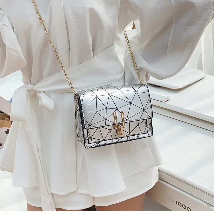 

elegant exquisite korean all-match ladi pu chain sling crossbody handbag shoulder square bag