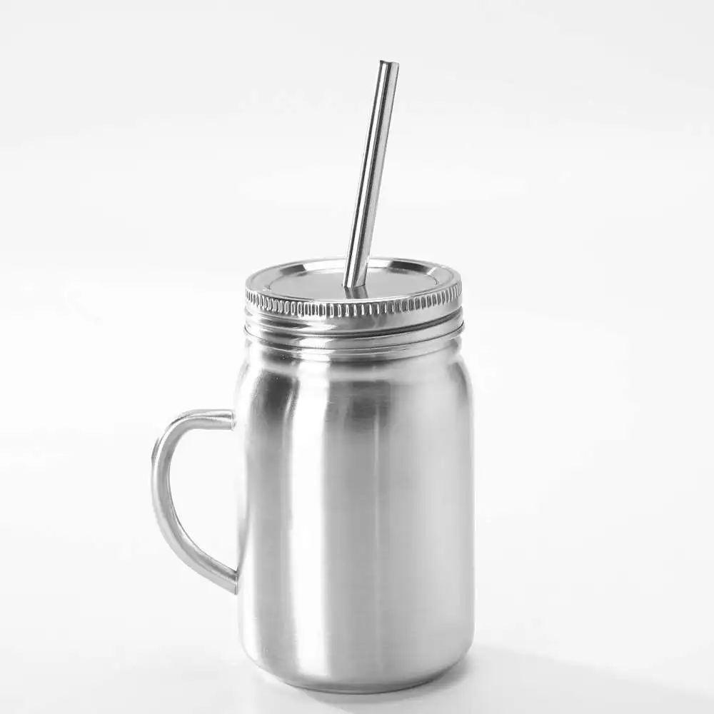 

500ml Double Wall Stainless Steel Mason Cup Tumbler Vacuum Insulation Mug Tumbler Sublimation Blank Mason Jar With Lid And Straw