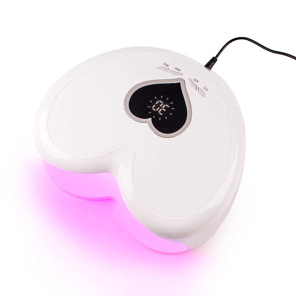 

Heart Shape Elegant design 96W Hybrid Pro Cure UV LED Nail Lamp Dual red light for all uv led gels