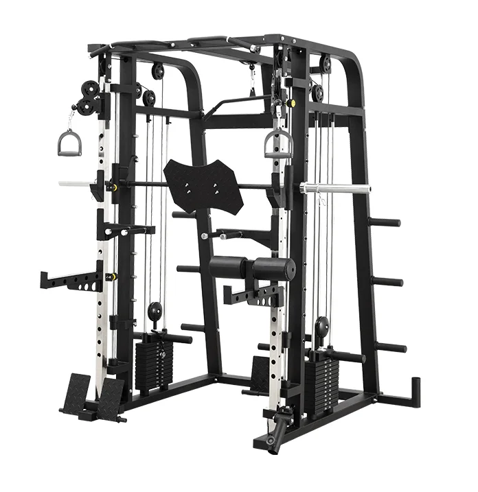 

new arrival 2021 hot selling multi smith power rack gym smith machine multi function smith machine with weight stack, Black