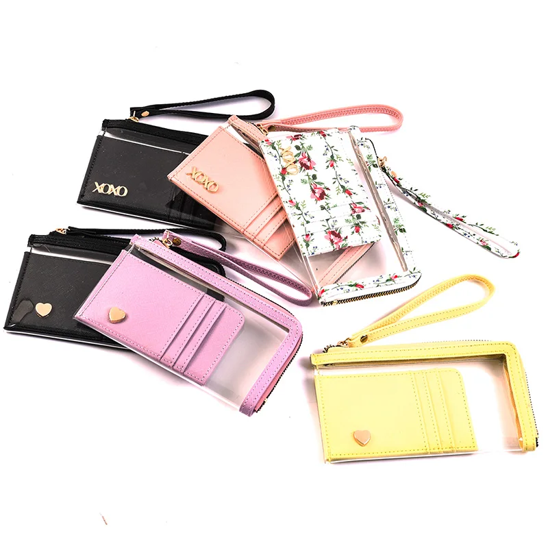 

2021 New pu leather women coin change purse waterproof portable card holder wallet for ladies, Floral print+purple+pink+black+yellow