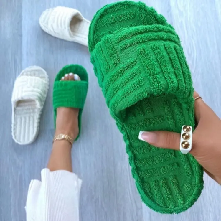 

Hellosport Fuzzy Comfortable Furry Spa House Slippers for ladies Cozy Slip On Flip Flops Women Faux Fur Slipper