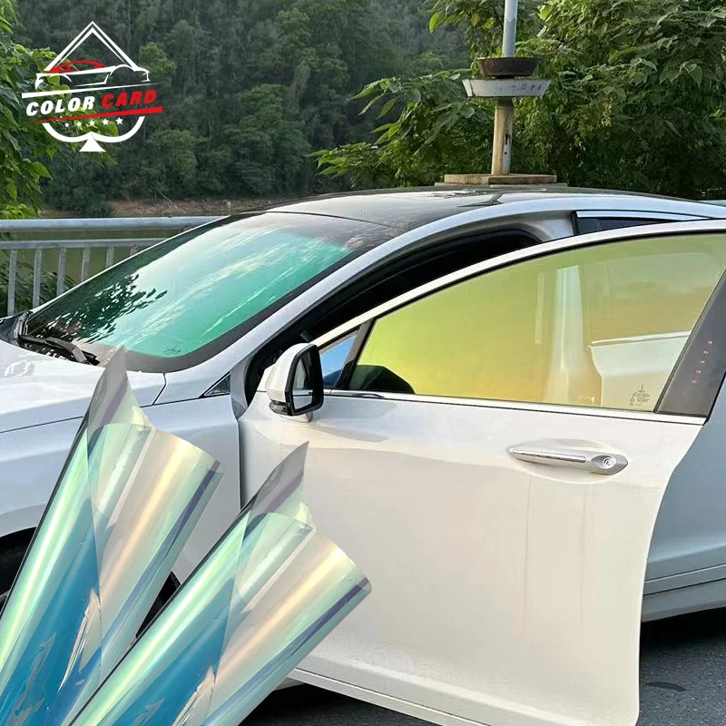 

PR65 Yellow Green Chameleon Car Window Film VLT75% Chameleon Tint Heat Insulation Windshield Solar UV rejection 1.52*30M