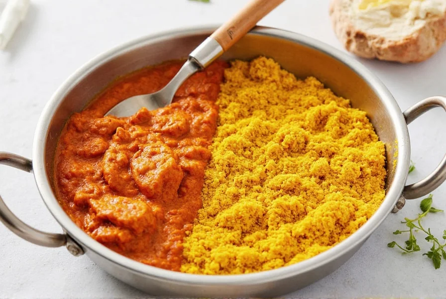Various curry powders displayed in small jars