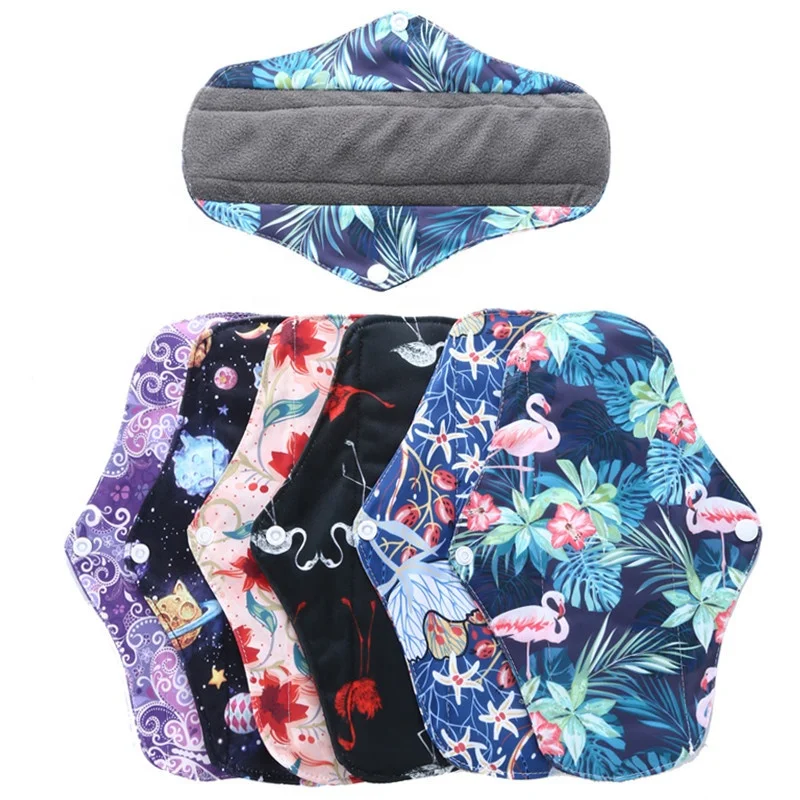 

Hot selling bamboo barcoal menstrual pads health women sanitary pad washable